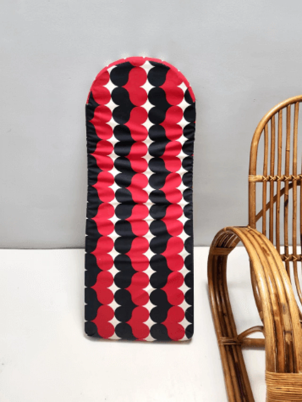 Bamboo and patterned fabric rocking chair, 1970s 10