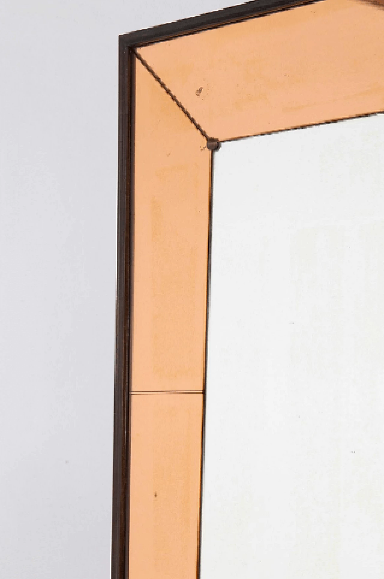 Pink glass mirror with wood and marble console by Dassi, 1930s 3