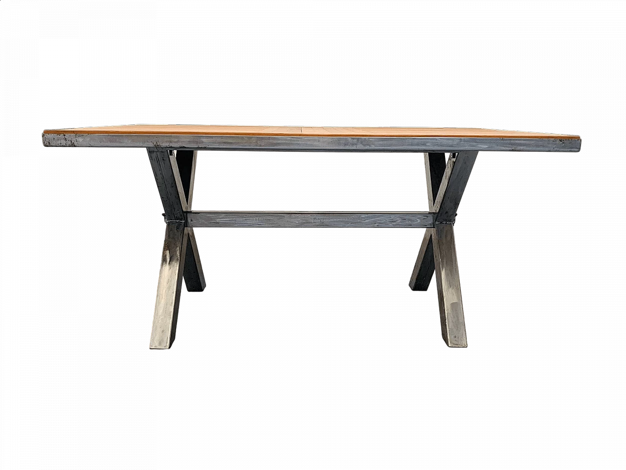 Steel table with teak top, 2000s 19