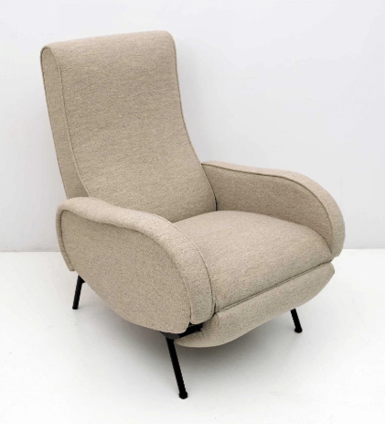 Bouclé fabric reclining armchair by Marco Zanuso, 1950s 4