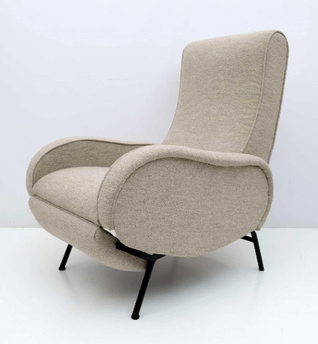 Bouclé fabric reclining armchair by Marco Zanuso, 1950s 6