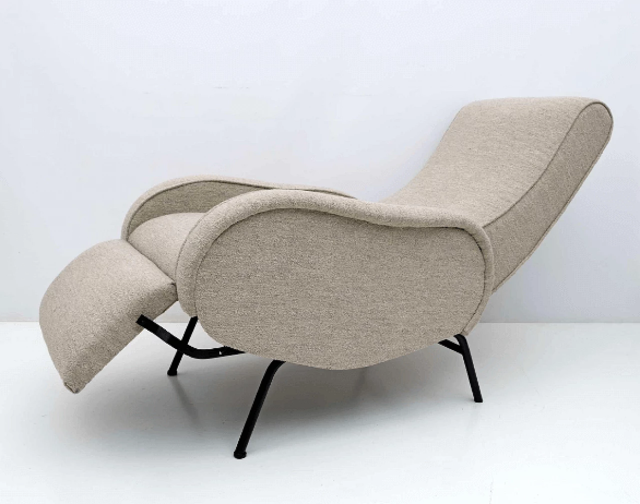 Bouclé fabric reclining armchair by Marco Zanuso, 1950s 7
