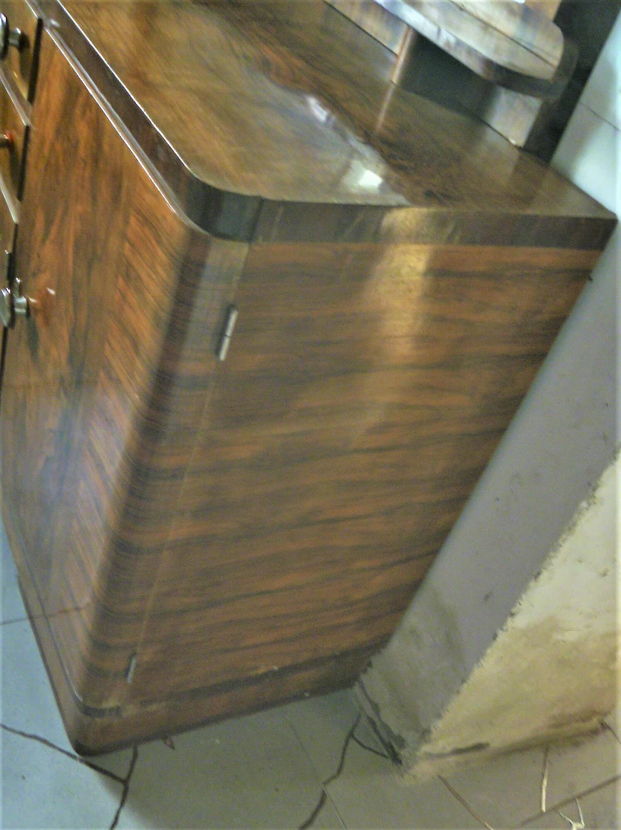 Art Deco sideboard in burl and Makassar ebony with mirror, 1940s 10
