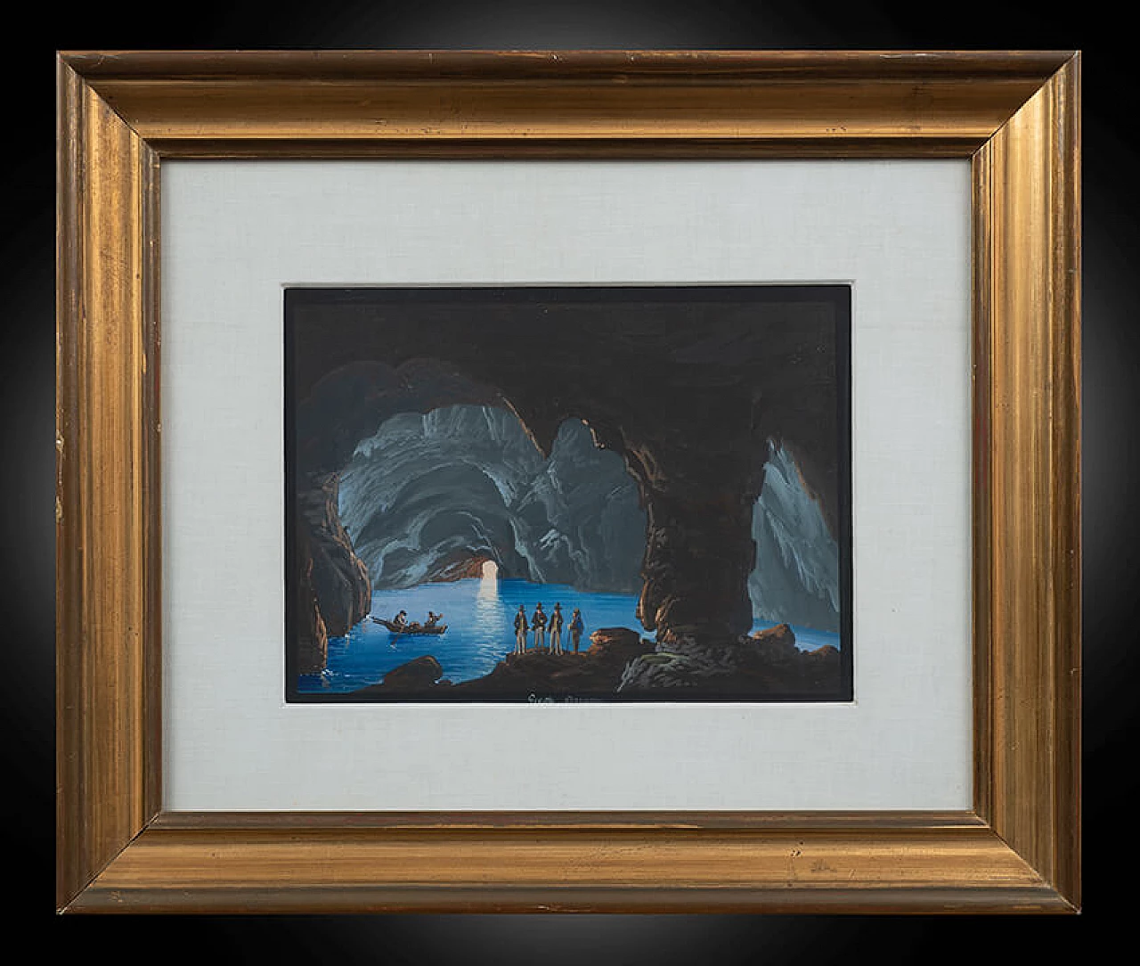Gouaches raffigurante la grotta Azzurra di Capri, tempera su cartoncino, anni '20 1