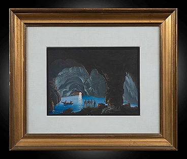 Gouaches raffigurante la grotta Azzurra di Capri, tempera su cartoncino, anni '20