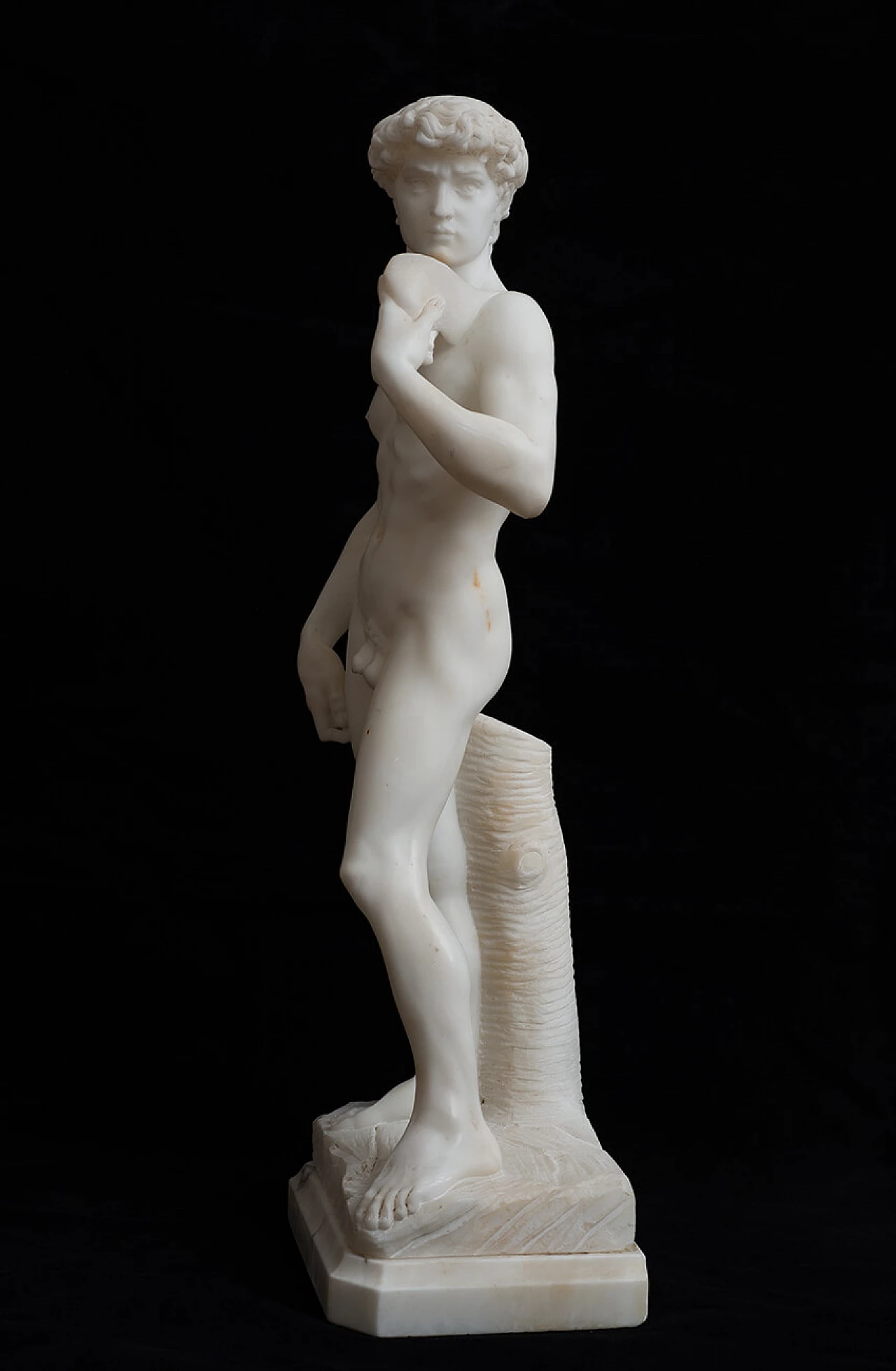 Riproduzione del David di Michelangelo, scultura in alabastro, '800 1