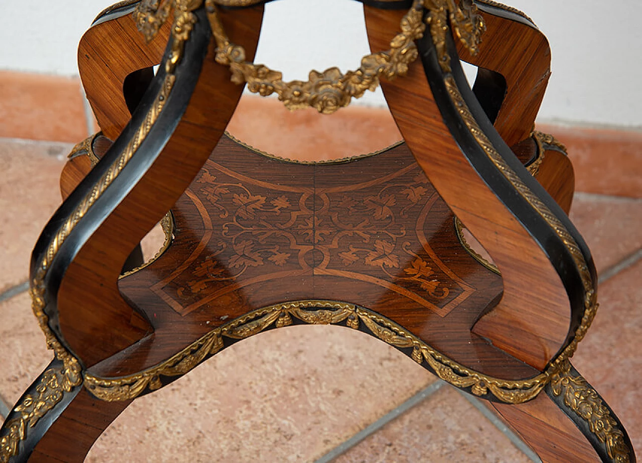 Tavolino Napoleone III in legno esotico, bronzo e porcellana di Sèvres, '800 5