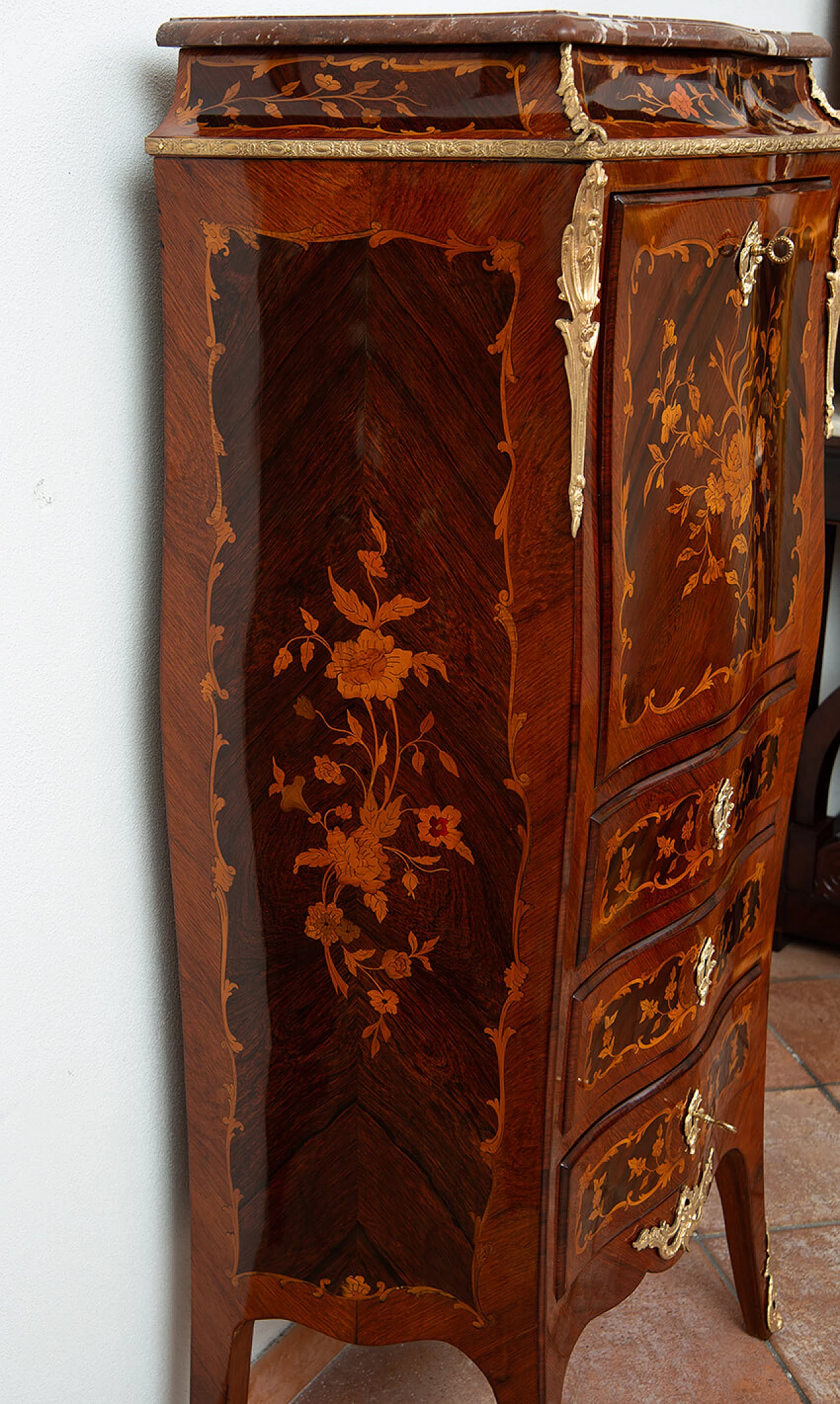 Secrétaire Napoleone III in legno esotico e marmo Rosso Francia, '800 3