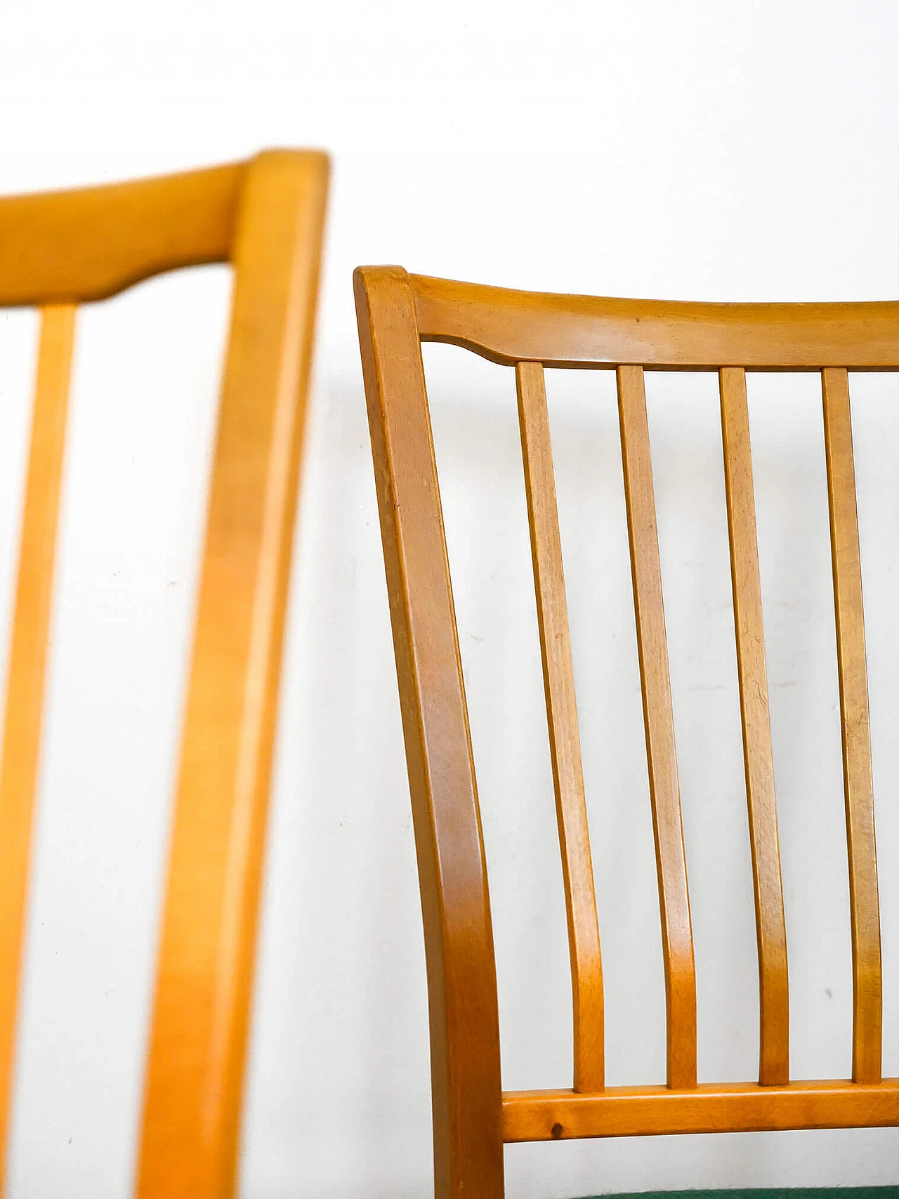 4 Sedie svedesi in betulla e tessuto verde scuro, anni '50 6