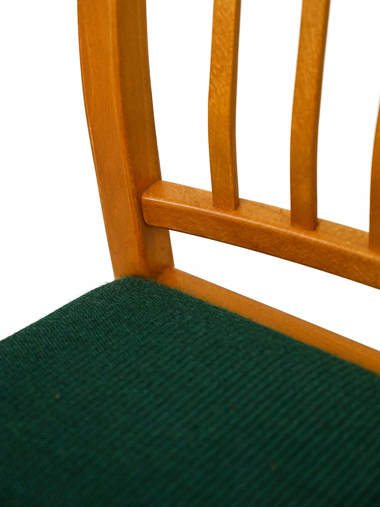 4 Sedie svedesi in betulla e tessuto verde scuro, anni '50 7