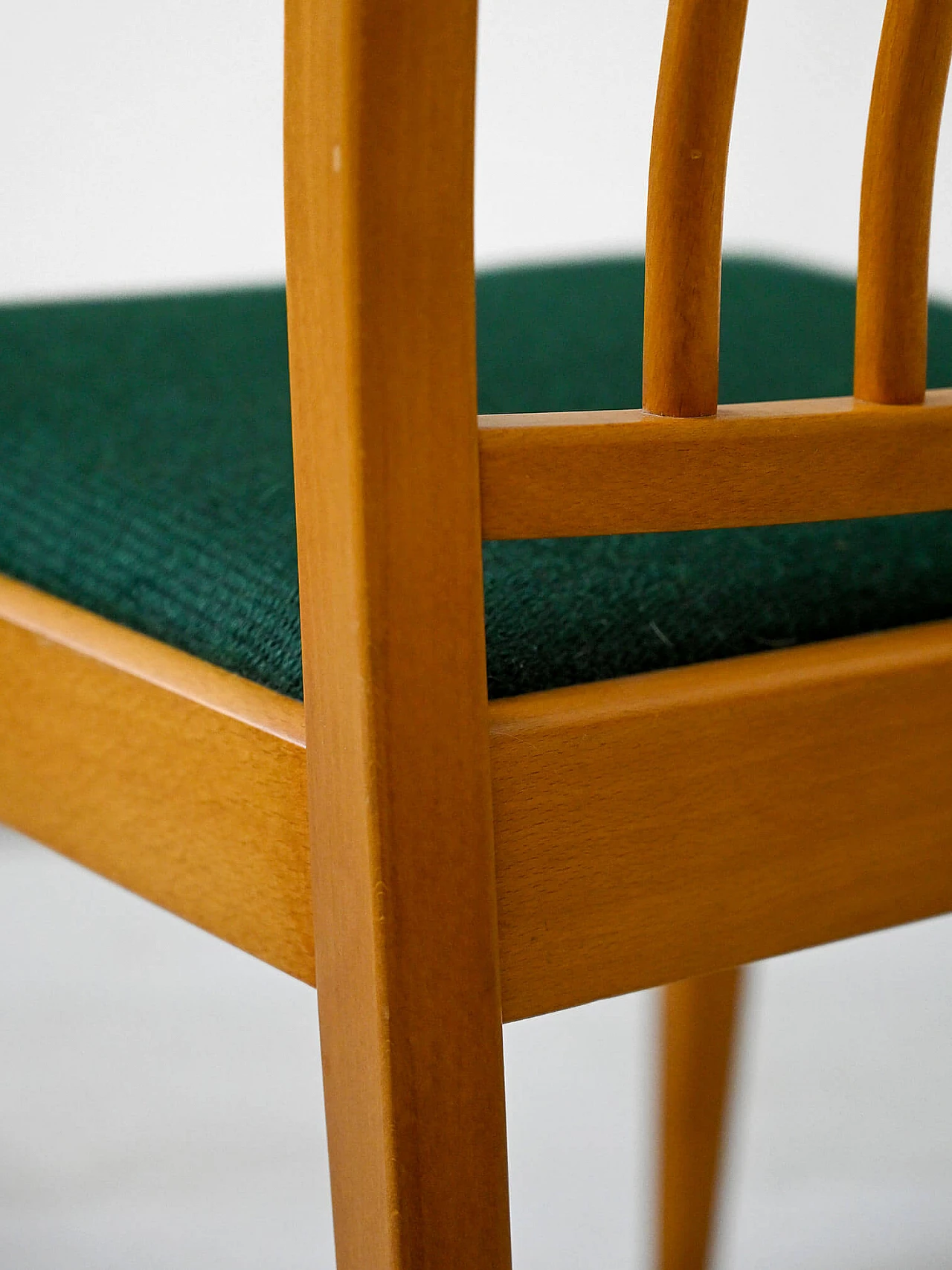 4 Sedie svedesi in betulla e tessuto verde scuro, anni '50 9