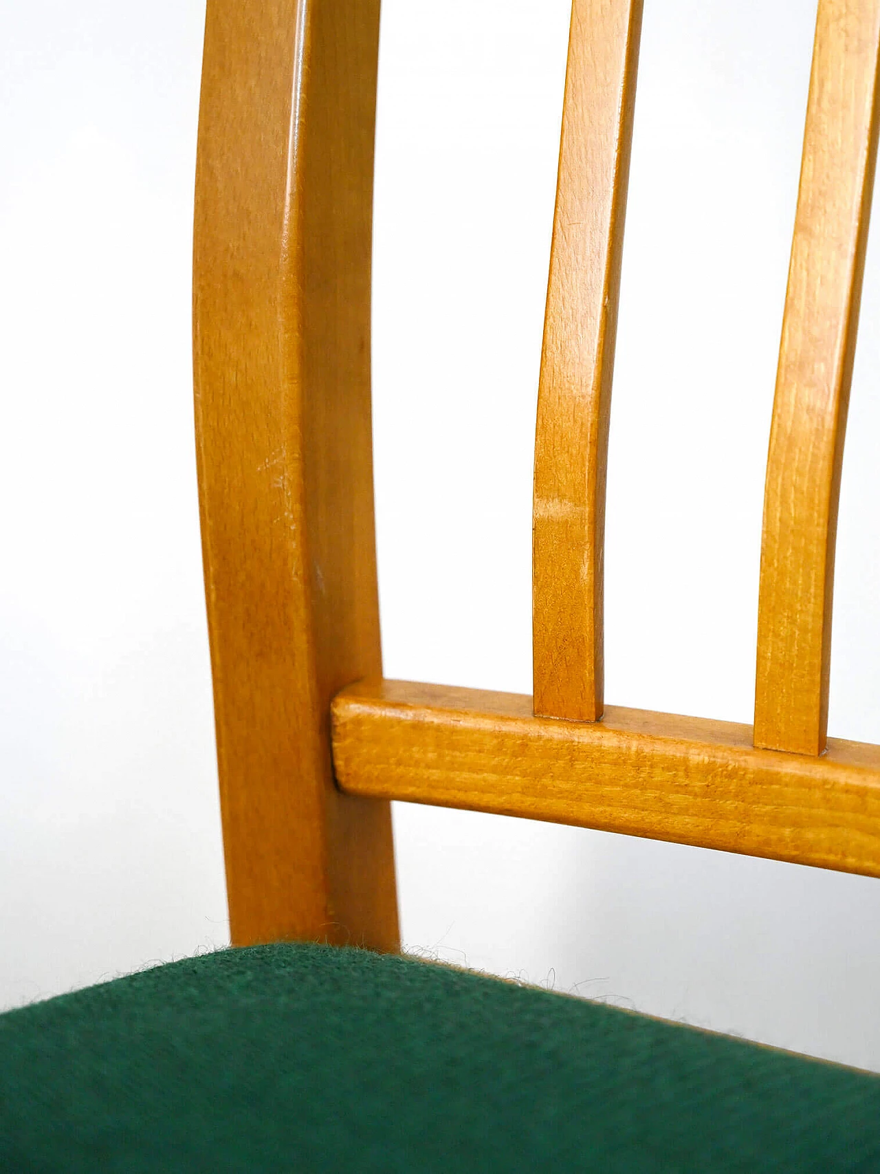 4 Sedie svedesi in betulla e tessuto verde scuro, anni '50 10