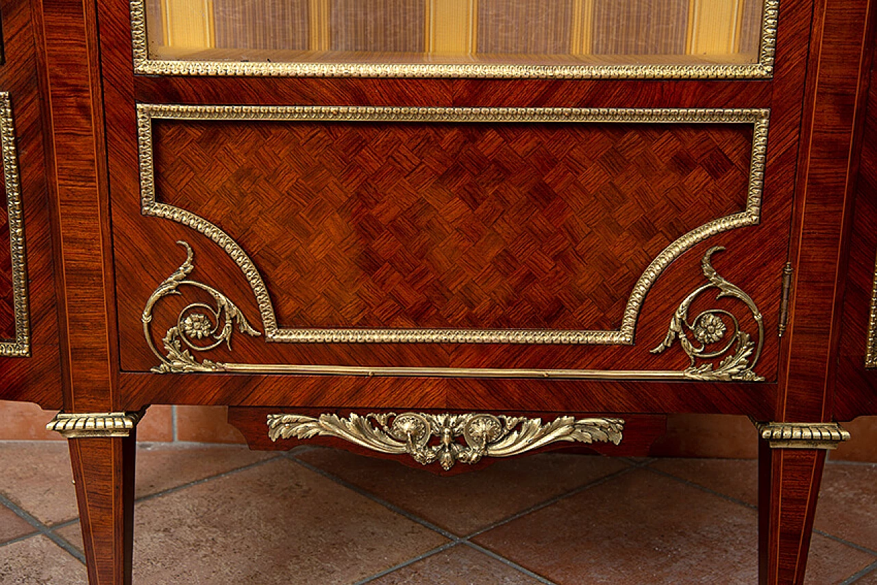 Napoleon III showcase in exotic precious woods with marble top, 19th century 3