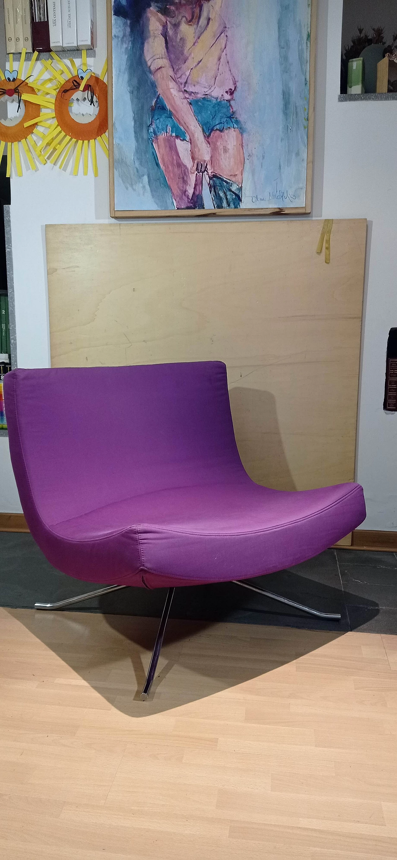 Poltrona Pop in tessuto viola di Christian Werner per Ligne Roset 1