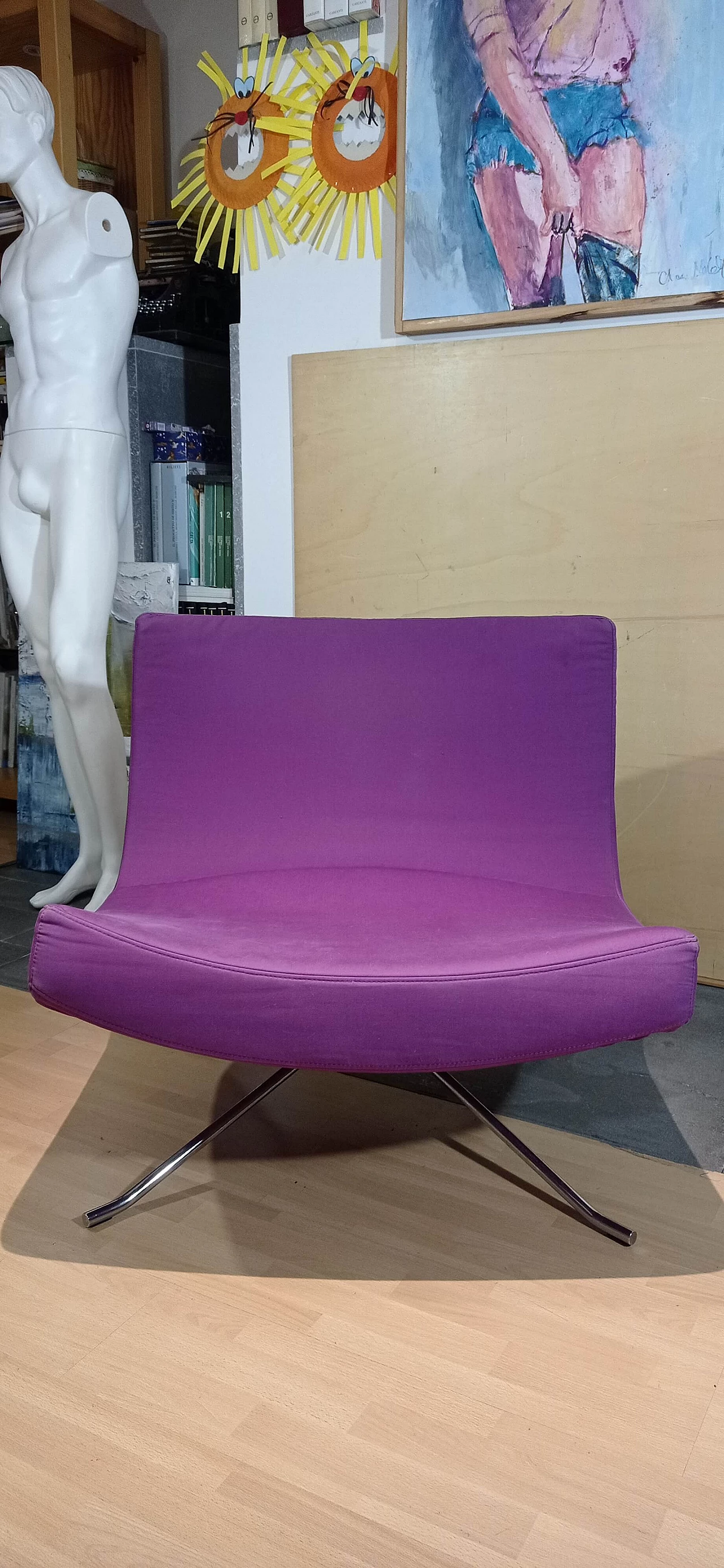 Poltrona Pop in tessuto viola di Christian Werner per Ligne Roset 32