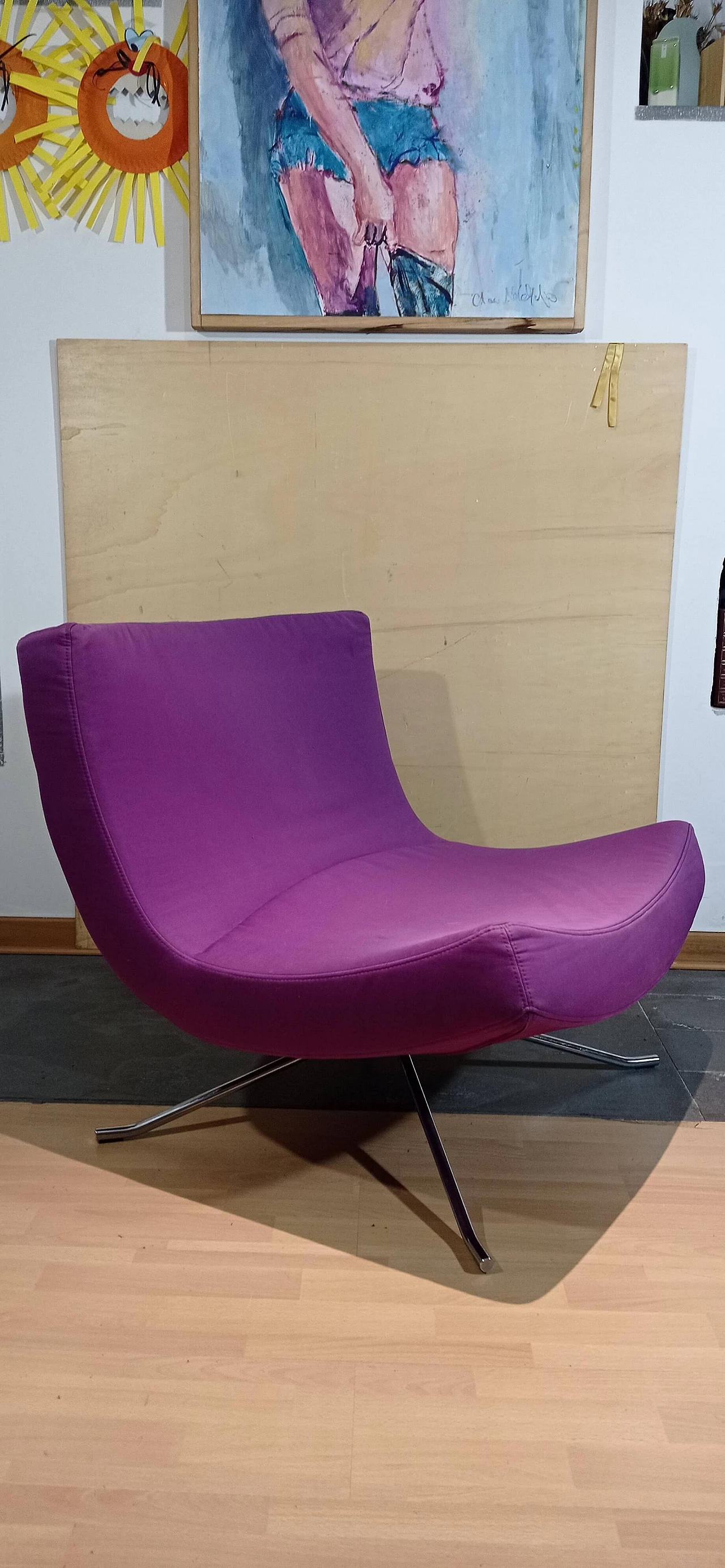 Poltrona Pop in tessuto viola di Christian Werner per Ligne Roset 33