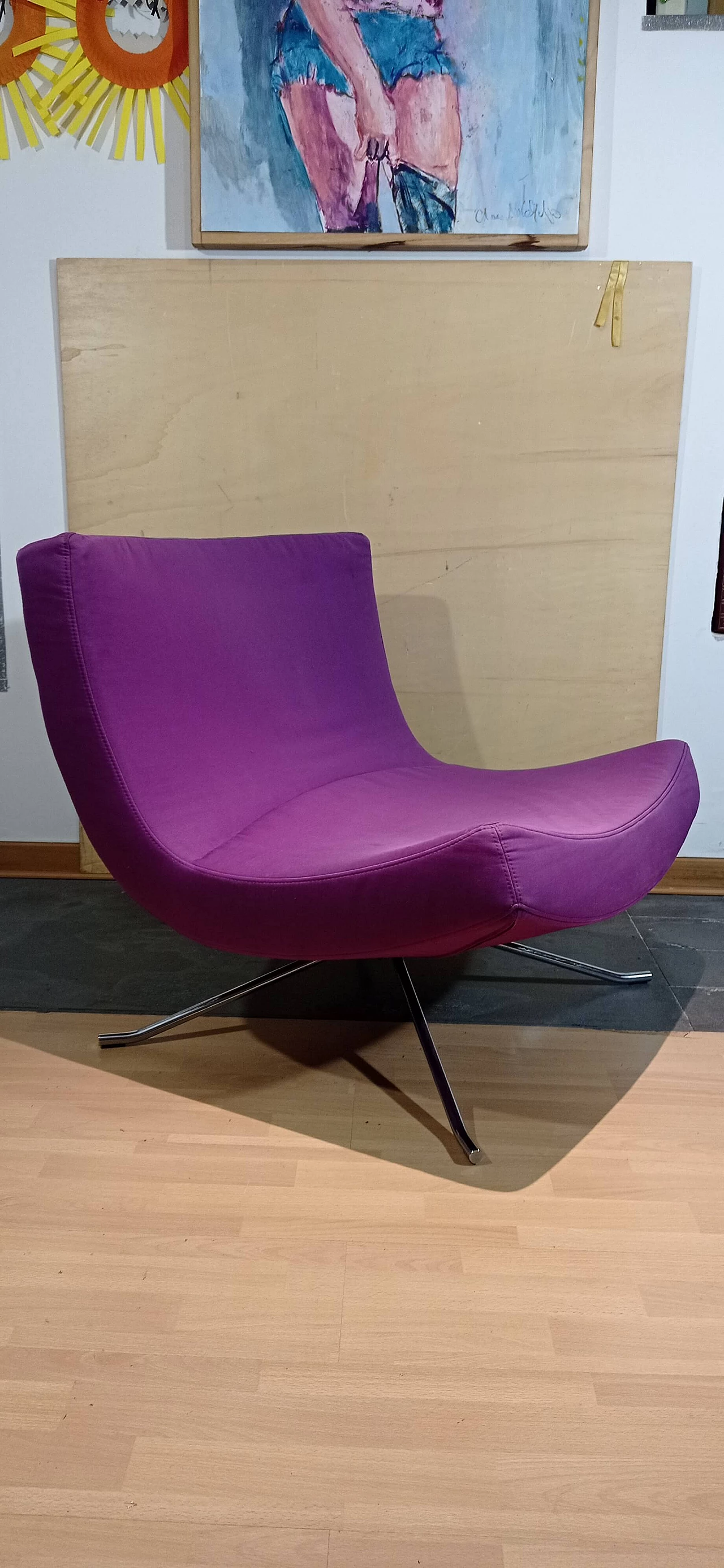 Poltrona Pop in tessuto viola di Christian Werner per Ligne Roset 34