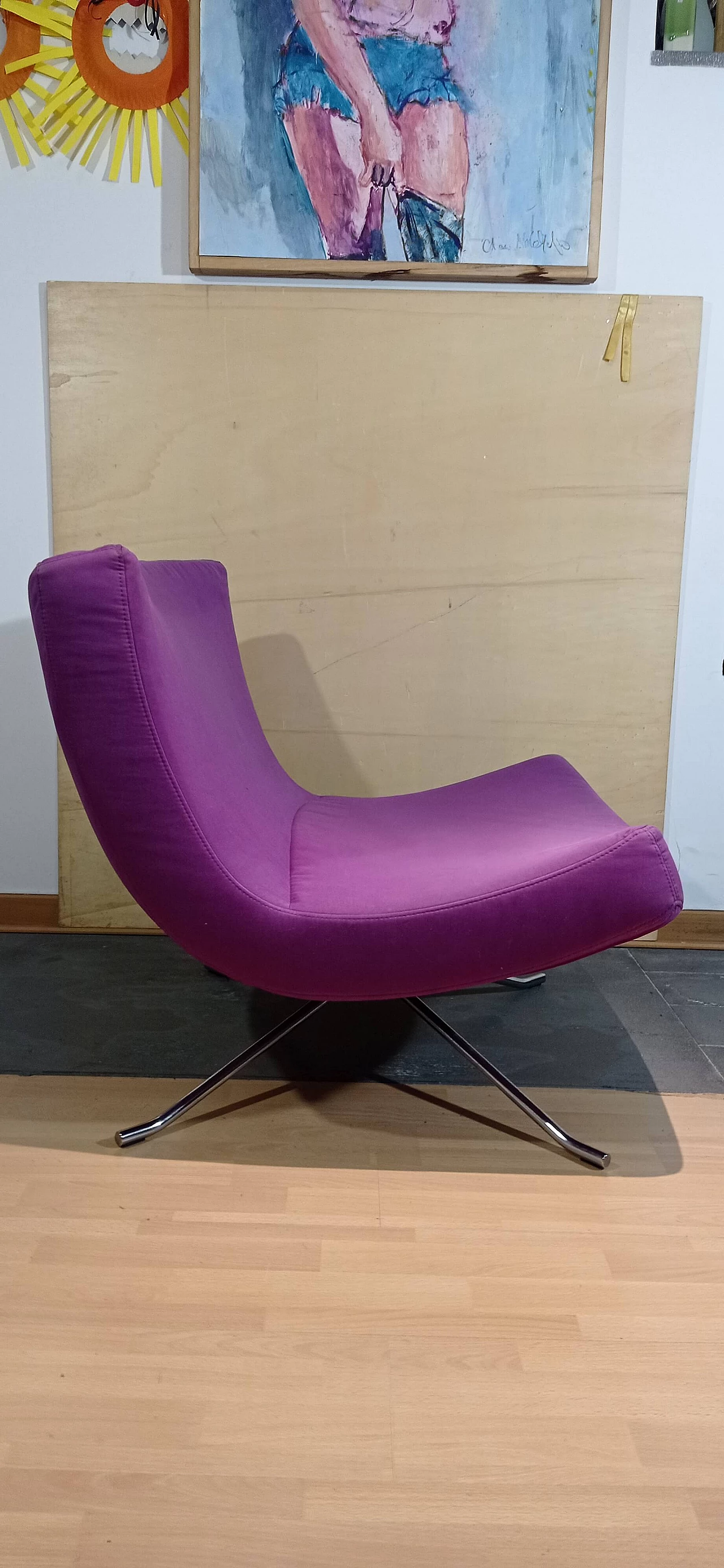 Poltrona Pop in tessuto viola di Christian Werner per Ligne Roset 52