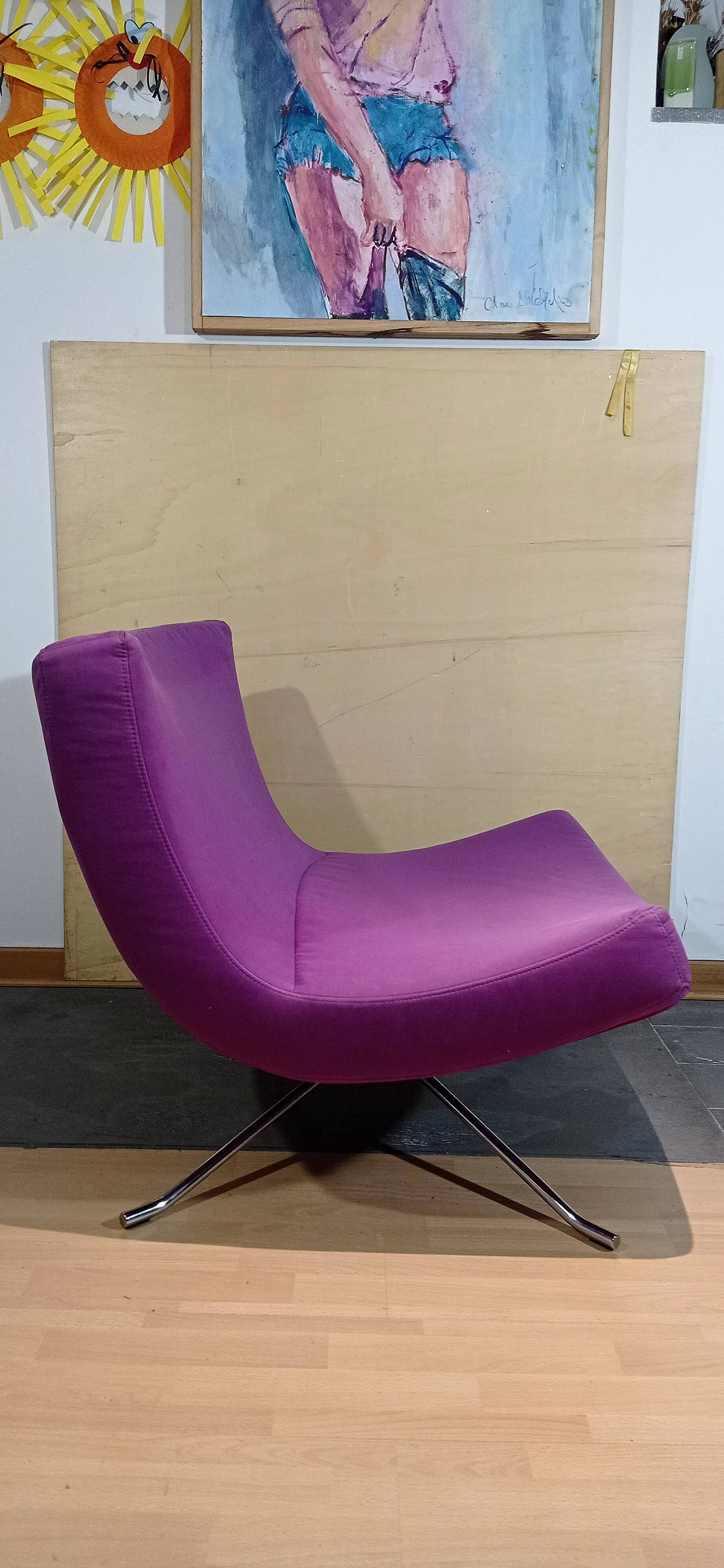 Poltrona Pop in tessuto viola di Christian Werner per Ligne Roset 53