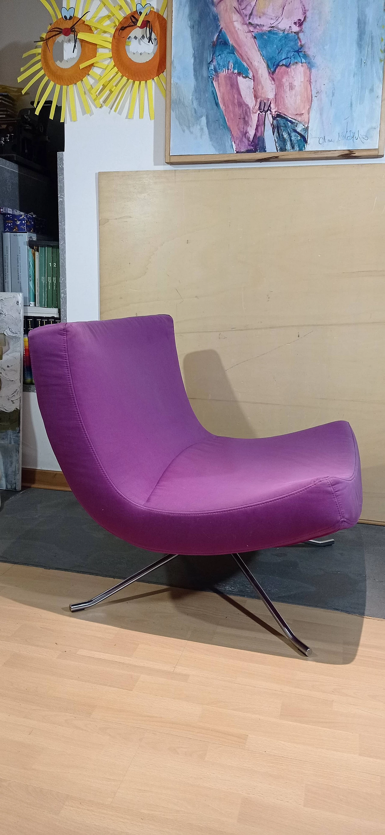 Poltrona Pop in tessuto viola di Christian Werner per Ligne Roset 54