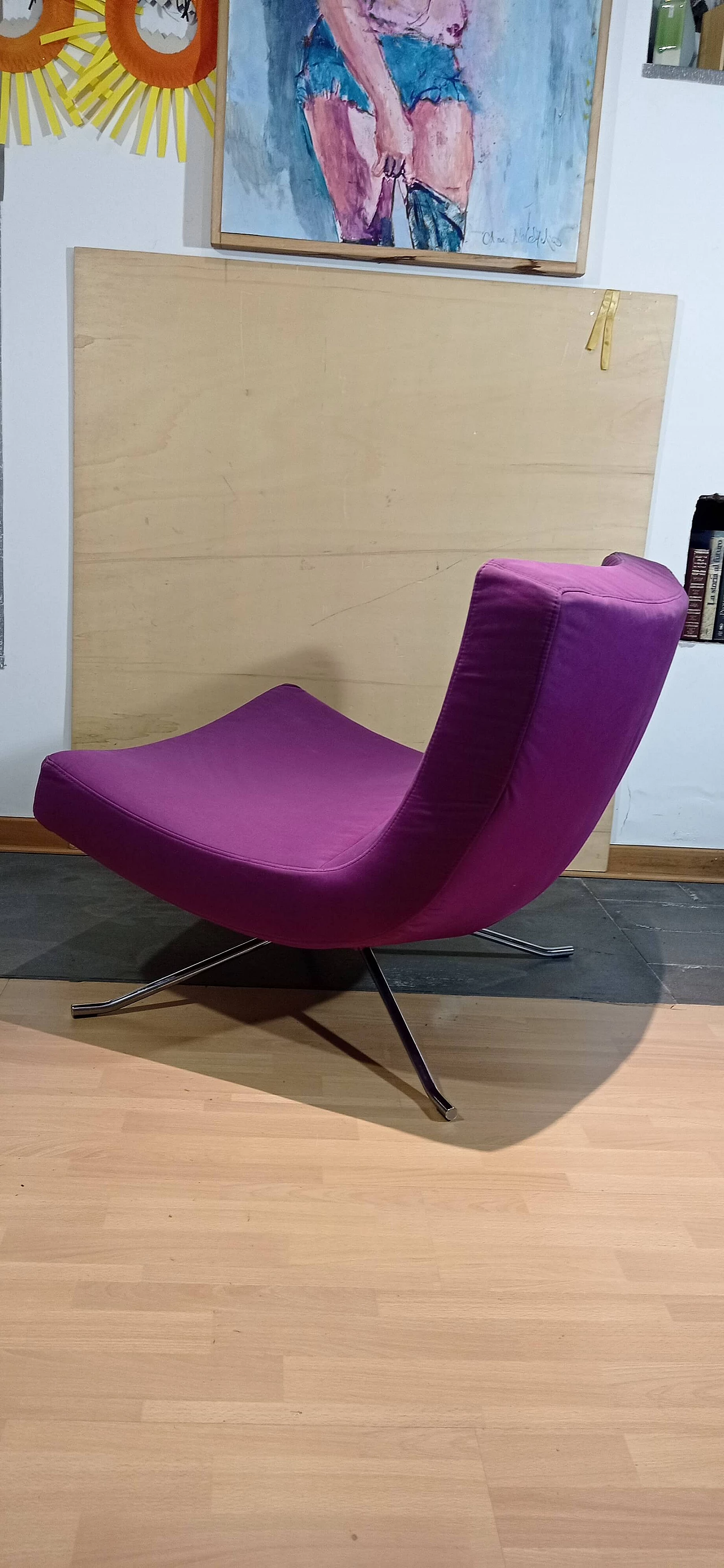 Poltrona Pop in tessuto viola di Christian Werner per Ligne Roset 116