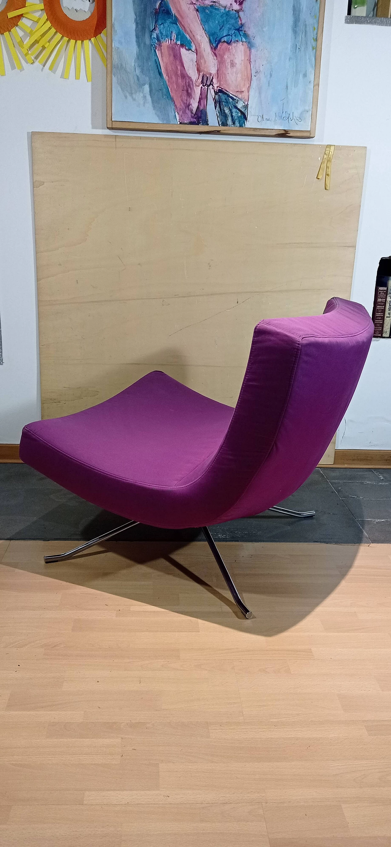 Poltrona Pop in tessuto viola di Christian Werner per Ligne Roset 117