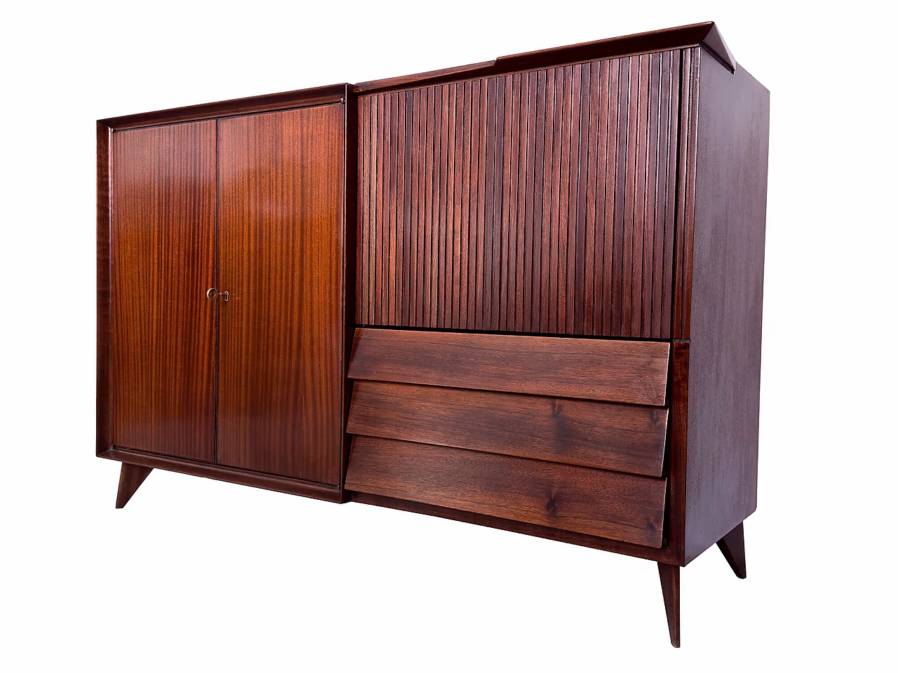 Credenza in teak con vano bar di Vittorio Dassi, anni '50 1