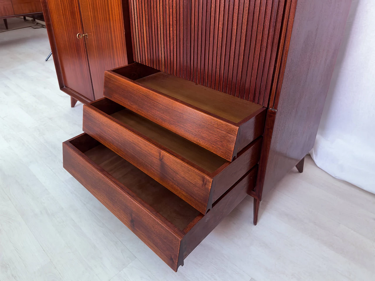 Teak sideboard with bar compartment by Vittorio Dassi, 1950s 10