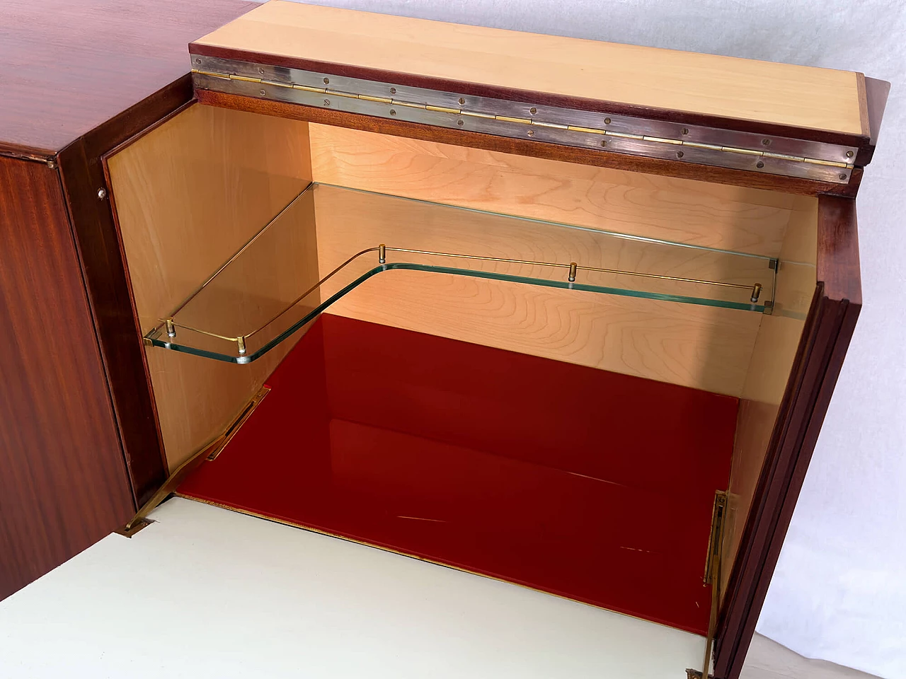 Teak sideboard with bar compartment by Vittorio Dassi, 1950s 18