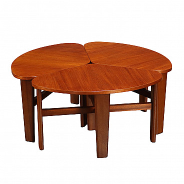 3 Tavolini in legno massello e teak impiallacciato, anni '60