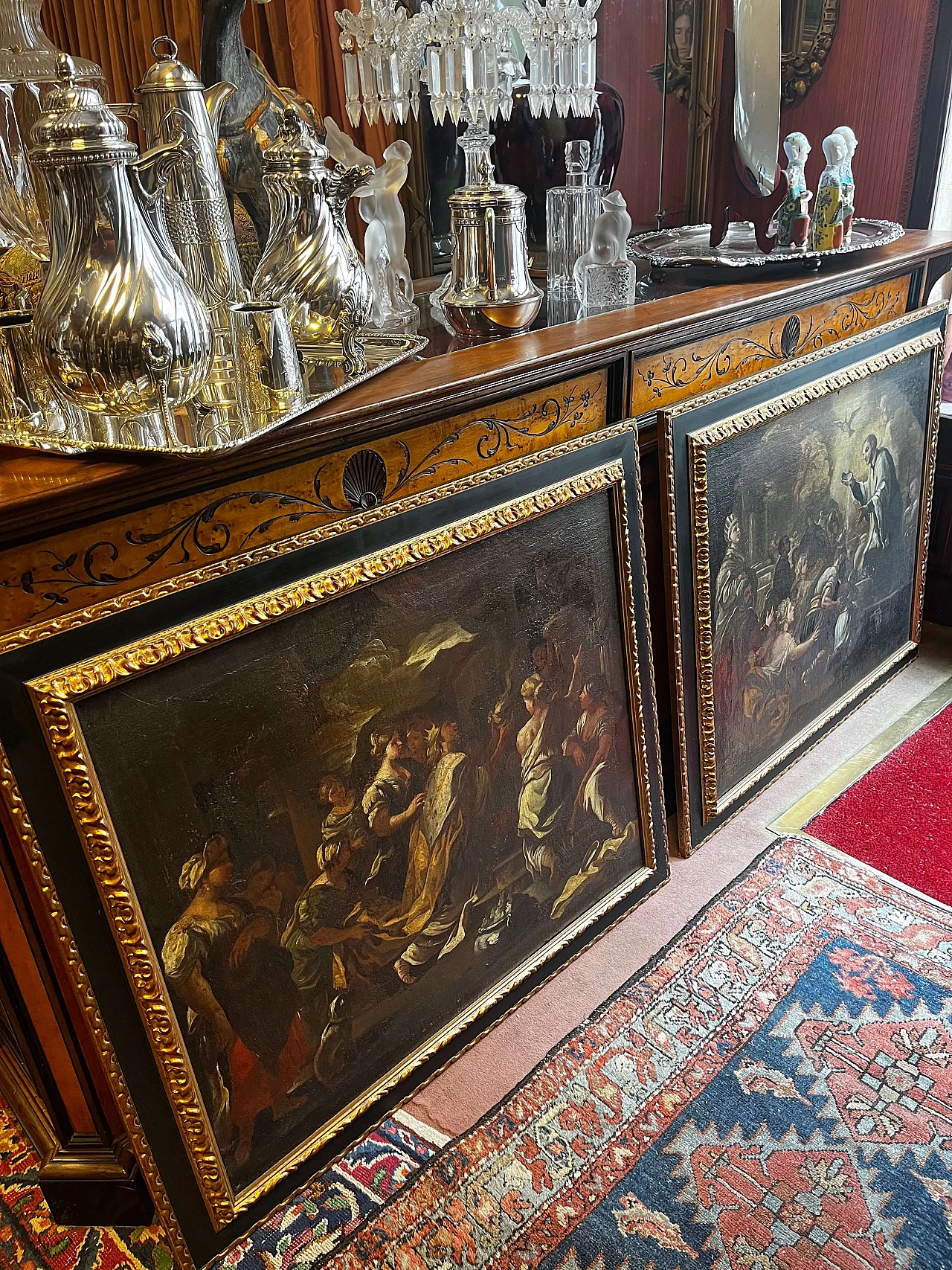Coppia di dipinti a olio su tela napoletani con scene sacre, '600 1