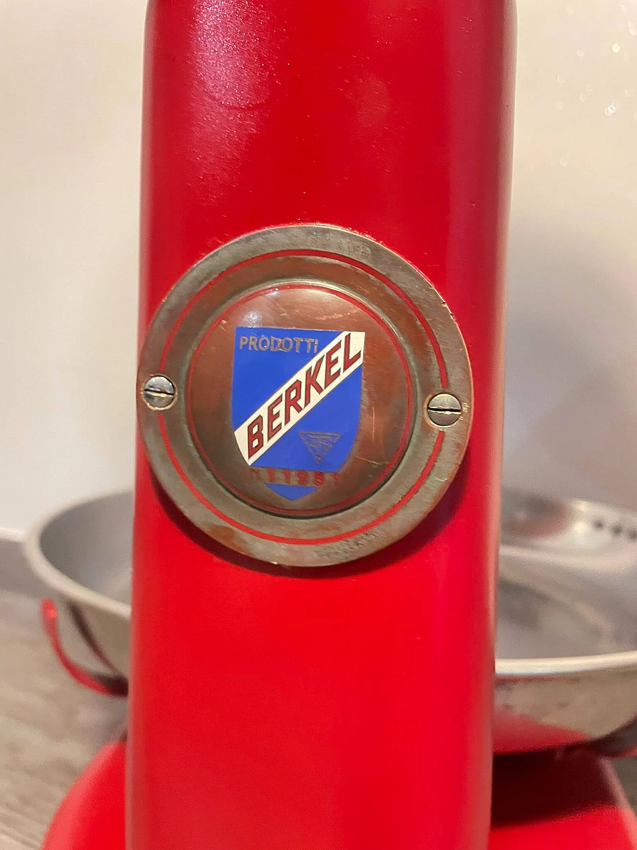 Red painted metal Berkel scale, 1960s 11