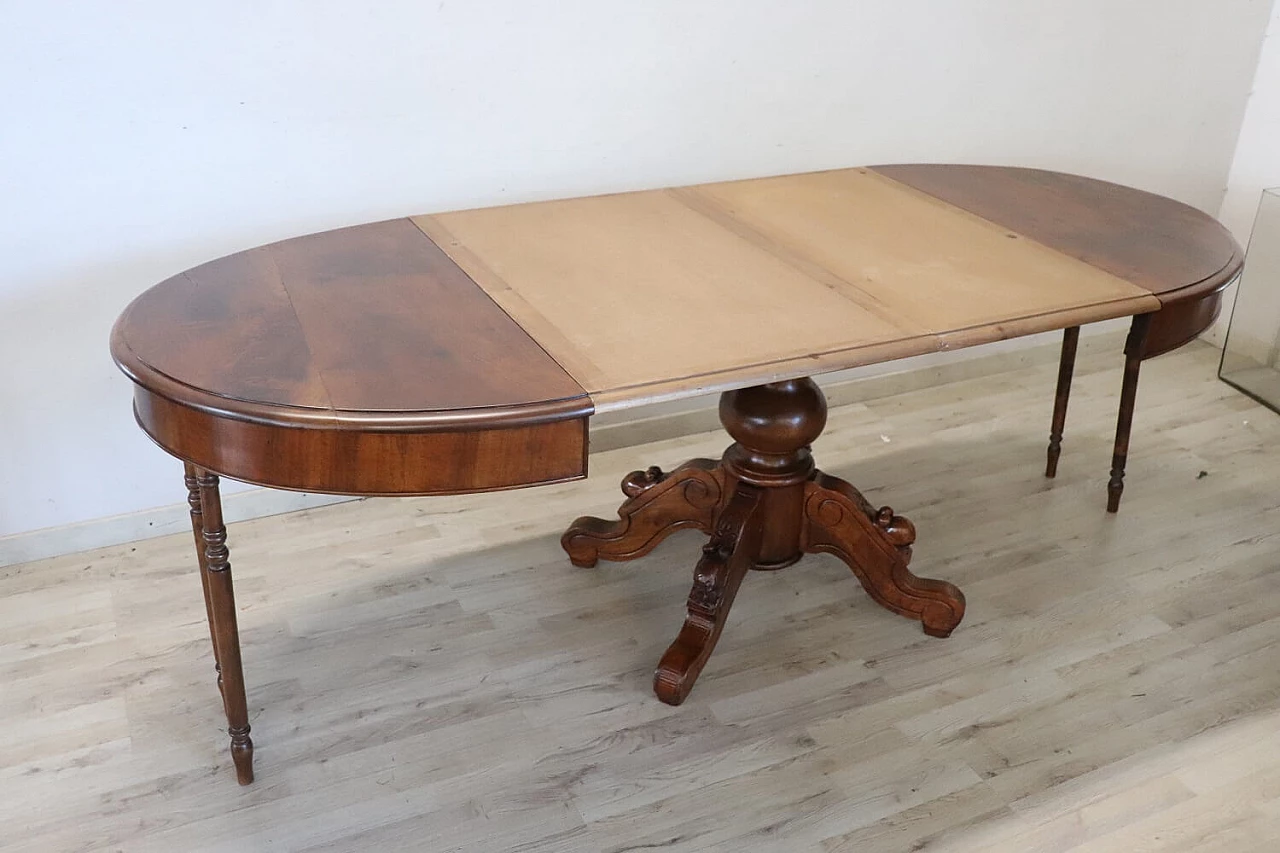 Louis Philippe oval solid walnut extendable table, mid-19th century 12