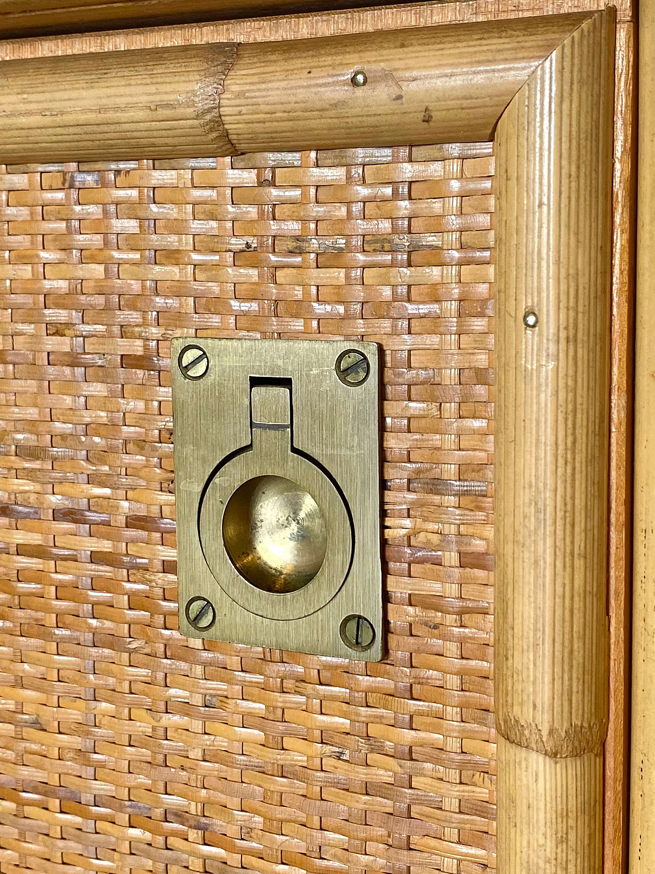 Credenza in vimini e bambù di Dal Vera, anni '70 3