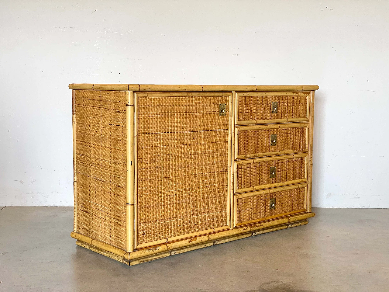 Wicker and bamboo sideboard by Dal Vera, 1970s 6