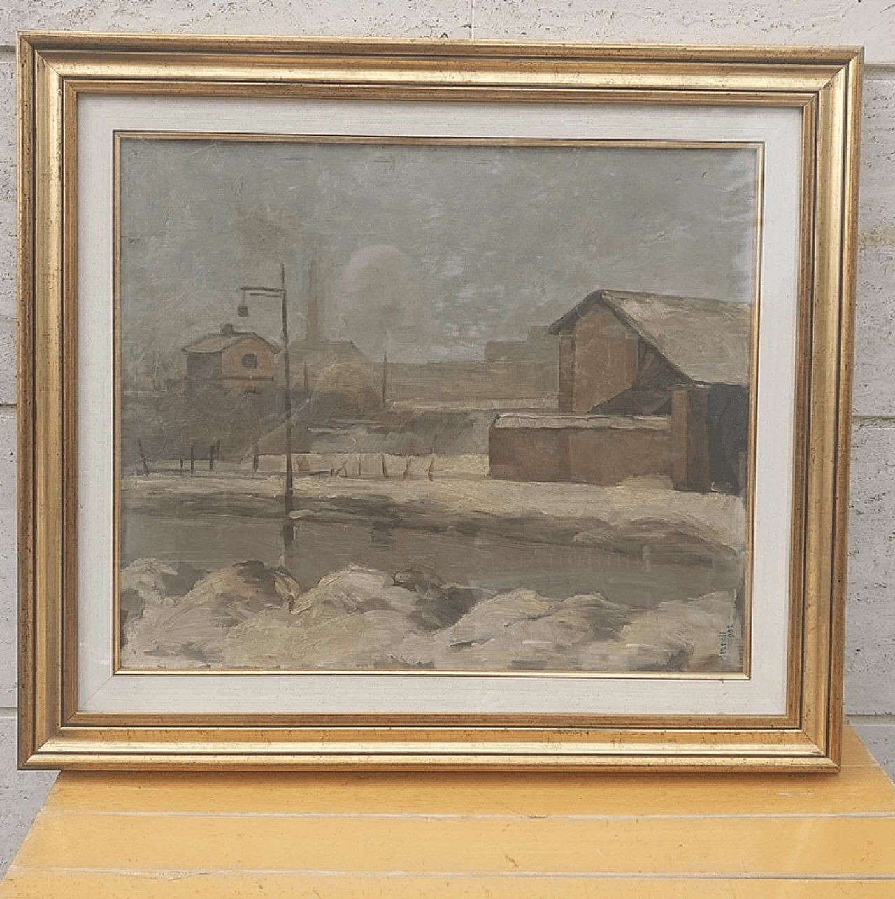 Olmedo Mezzoli, landscape with buildings, oil painting on canvas, 1932 4