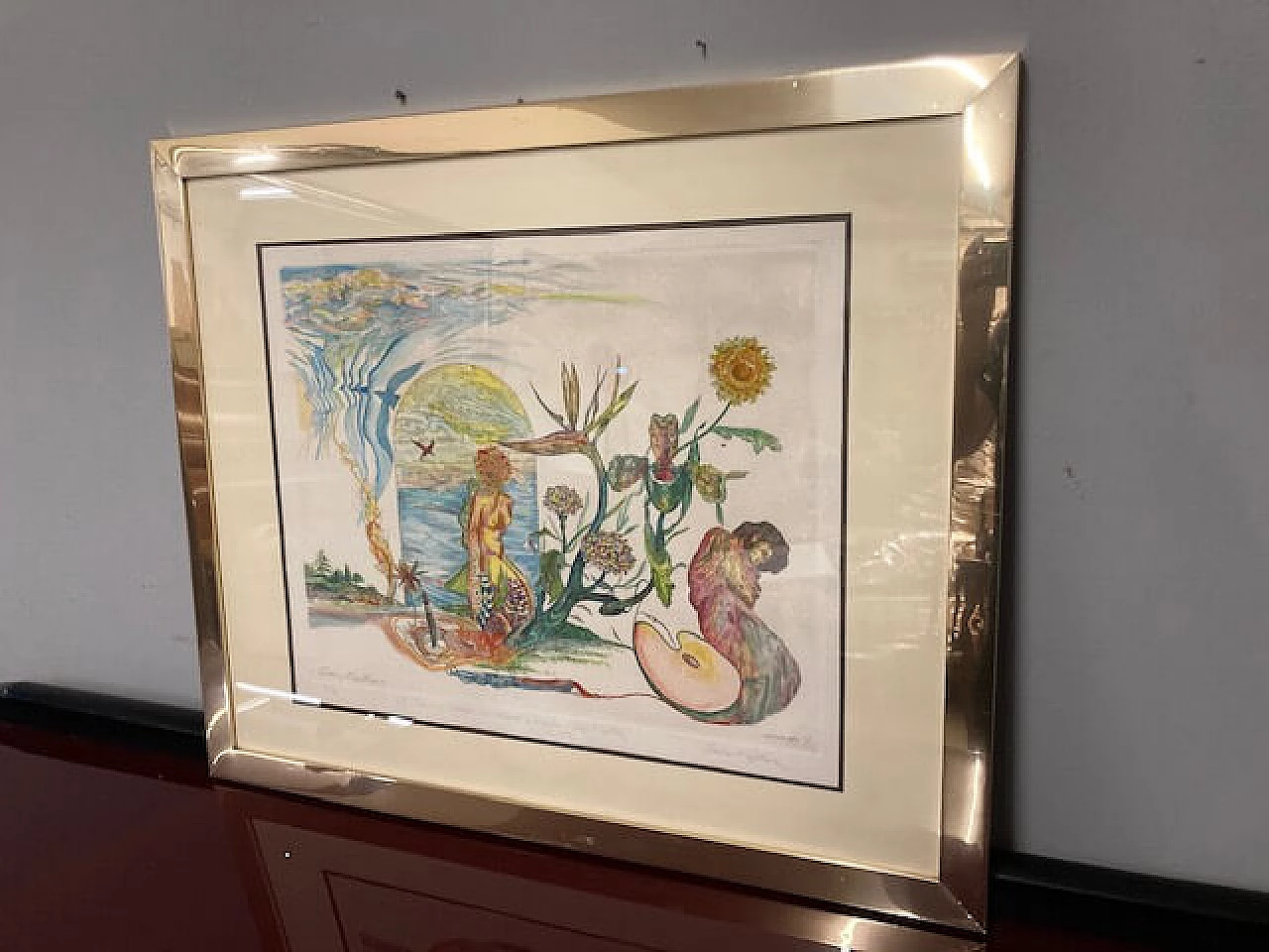 Gordon Faggetter, surrealist composition, watercolor etching, 1976 2