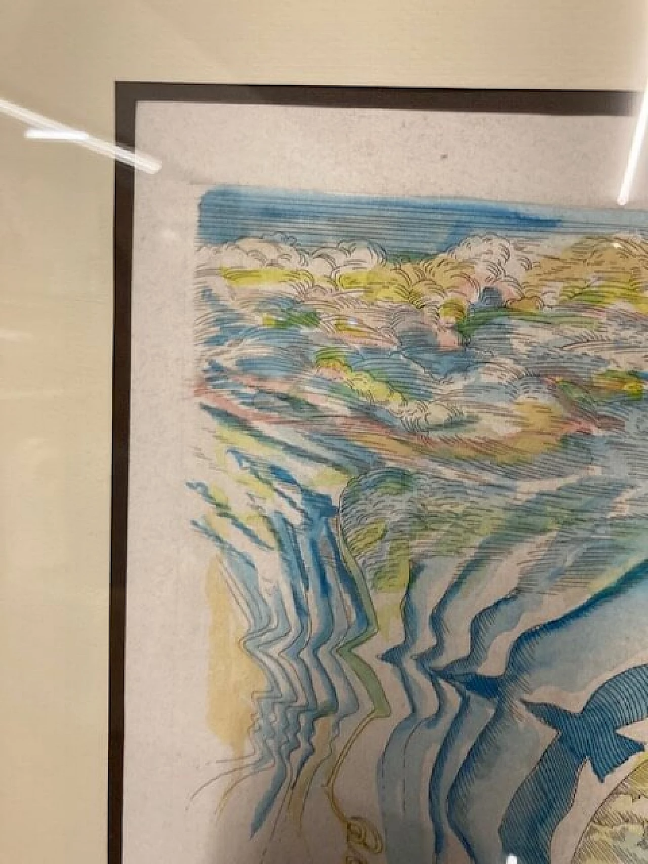 Gordon Faggetter, surrealist composition, watercolor etching, 1976 12