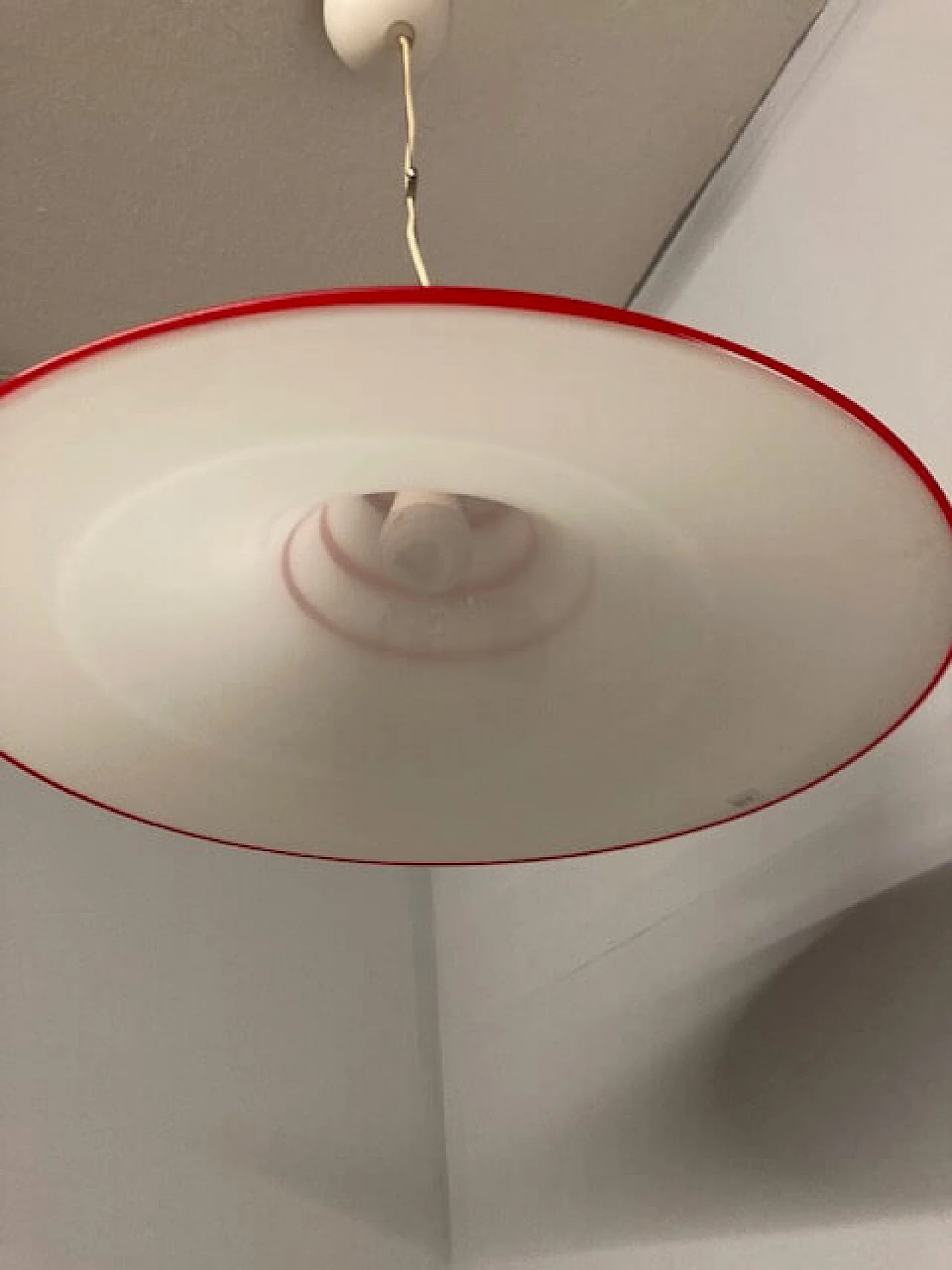 Red and white Murano glass hanging lamp, 1970s 6