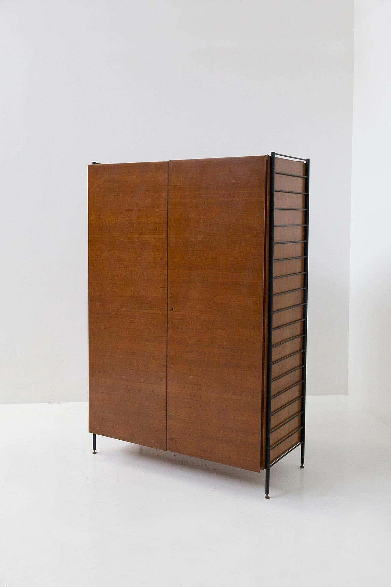 Two-door wardrobe in wood and iron, 1950s 1