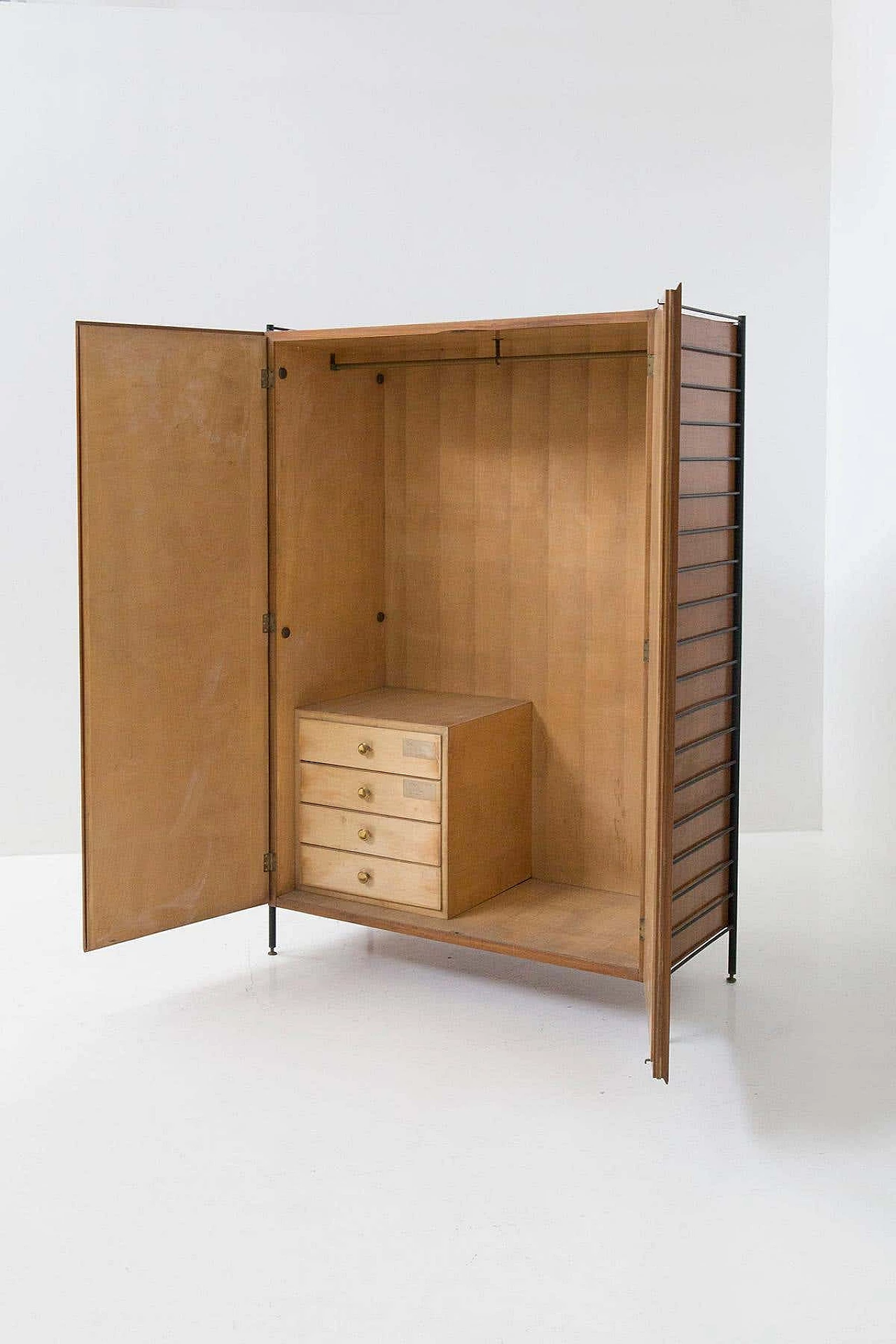 Two-door wardrobe in wood and iron, 1950s 6