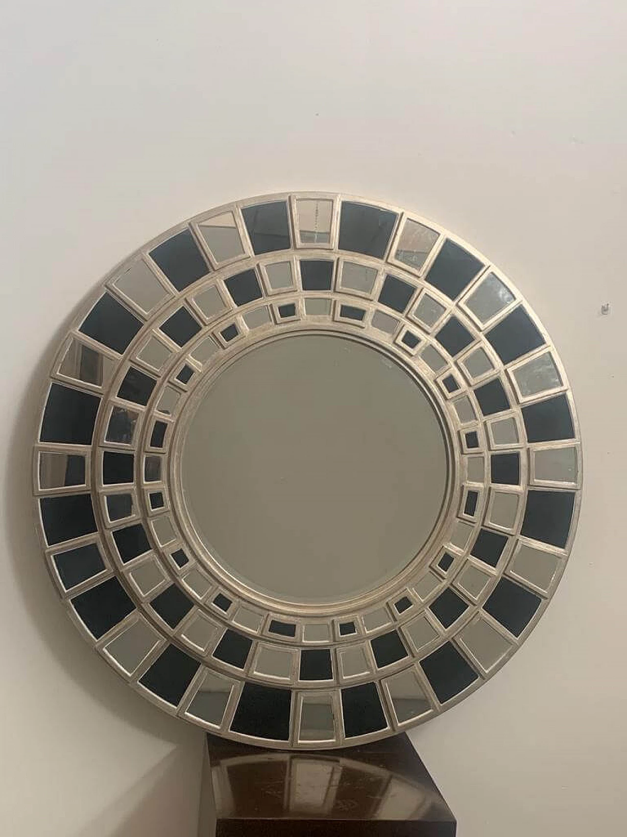 Glass and silver wood wall mirror by Lam Lee Group, 1990s 1