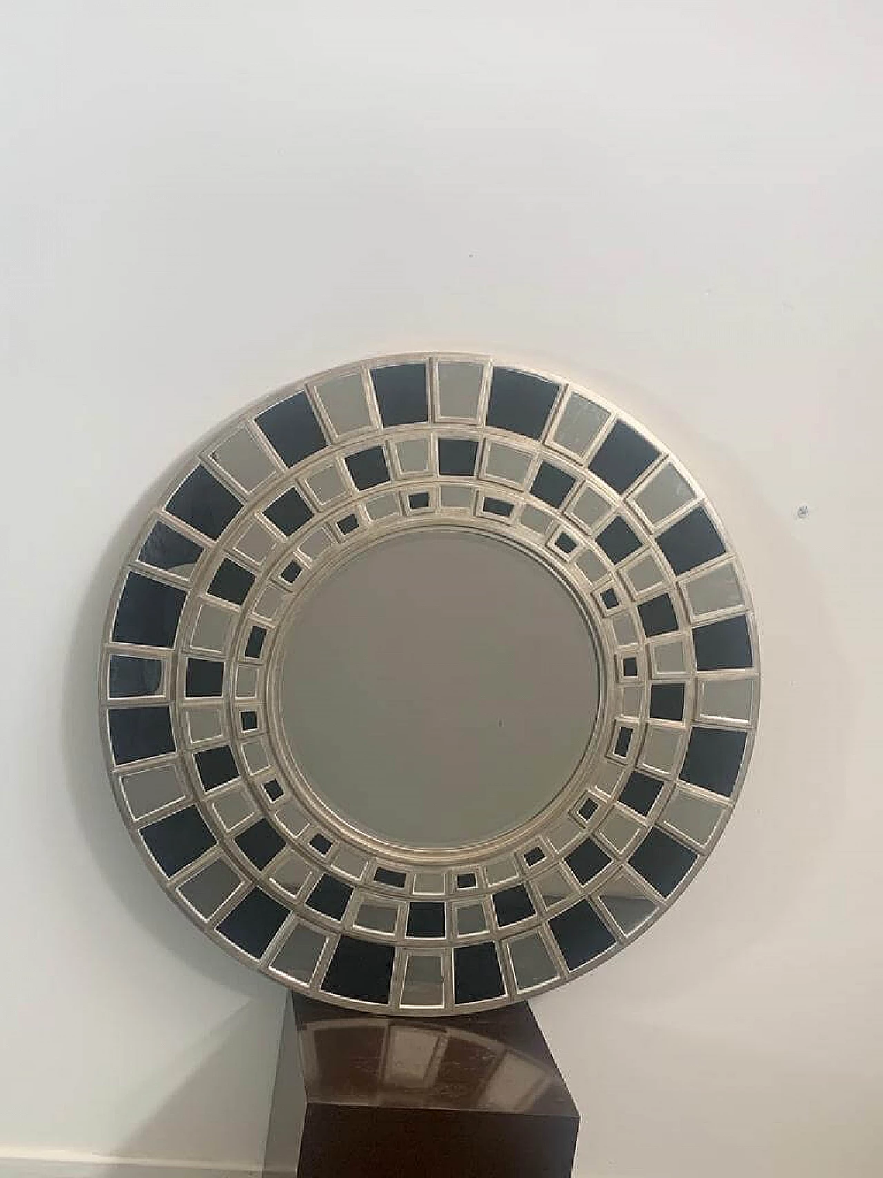Glass and silver wood wall mirror by Lam Lee Group, 1990s 2