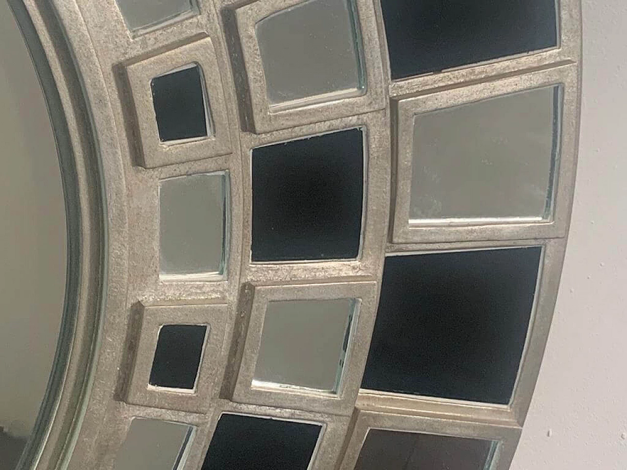 Specchio da parete in vetro e legno argentato di Lam Lee Group, anni '90 8