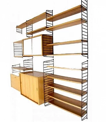 String modular bookcase by Kajsa & Nisse Strinning for String Design AB, 1950s