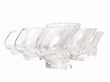 6 Touch Glass cognac glasses by Angelo Mangiarotti for Cristalleria Colle, 1991