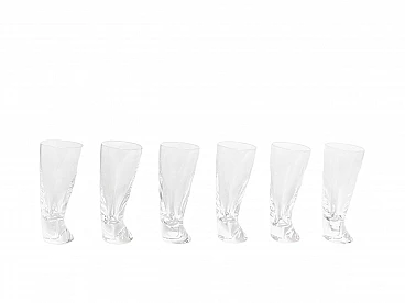 6 Touch Glass vodka glasses by Angelo Mangiarotti for Cristalleria Colle, 1990s