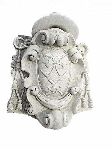 Papal coat of arms in Vicenza stone, 1920s