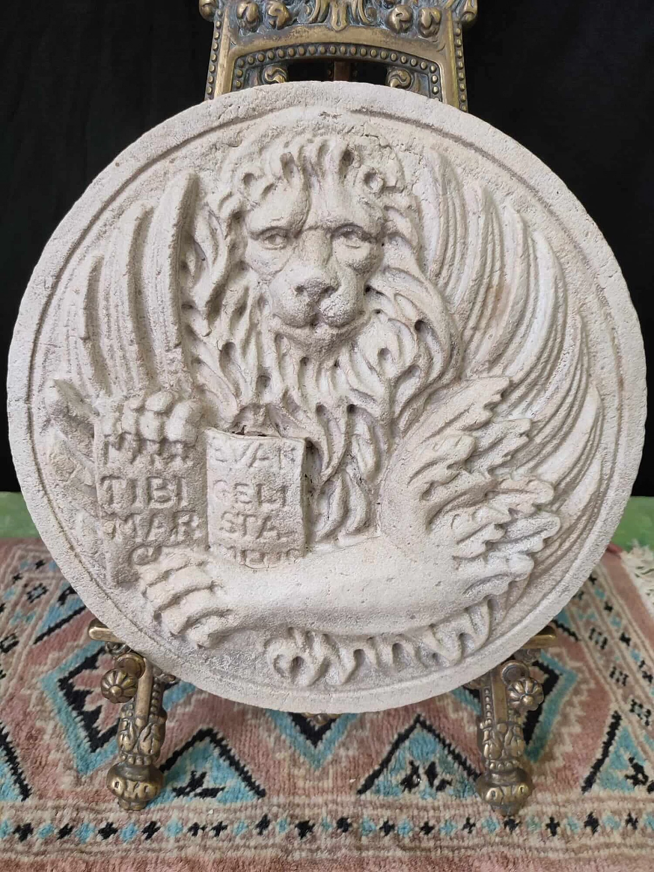 Stemma di San Marco con leone in moeca in pietra d'Istria, '800 1