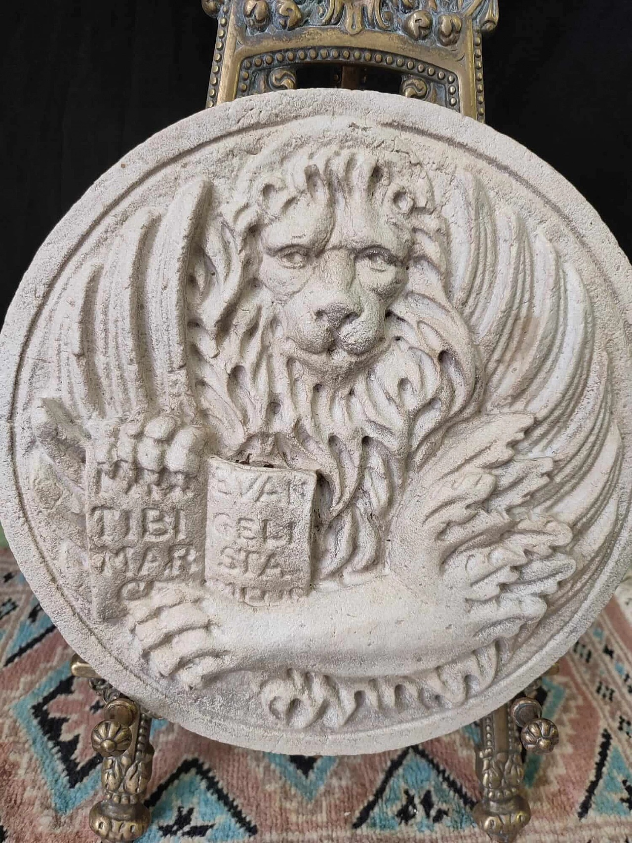 Istrian stone Saint Mark coat of arms with lion in moeca, 19th century 2